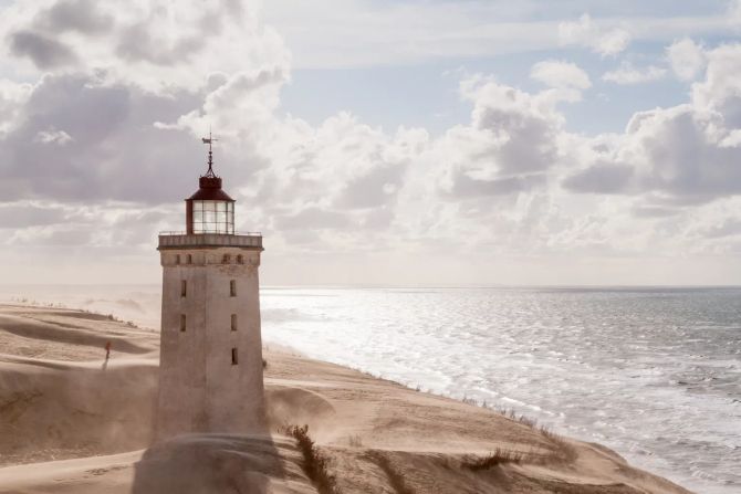 dänemark, küste, strand, leuchtturm