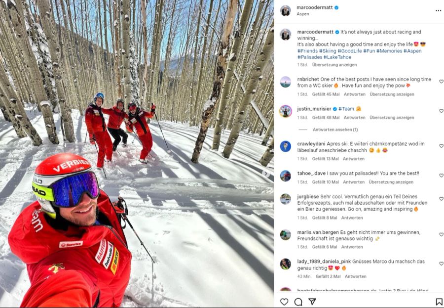 Das Trio geniesst die herrlichen Bedingungen in Aspen.