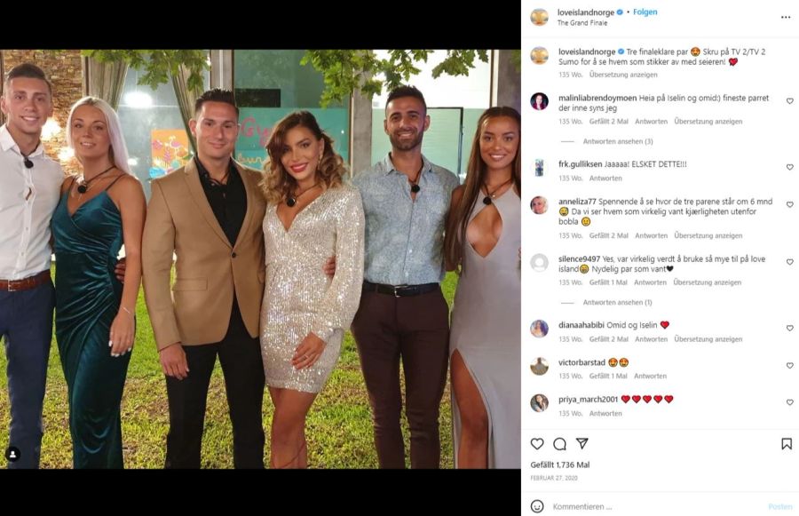 Marius Borg Høiby datet jetzt «Love Island»-Star Nora Haukland (Mitte im Glitzerkleid).