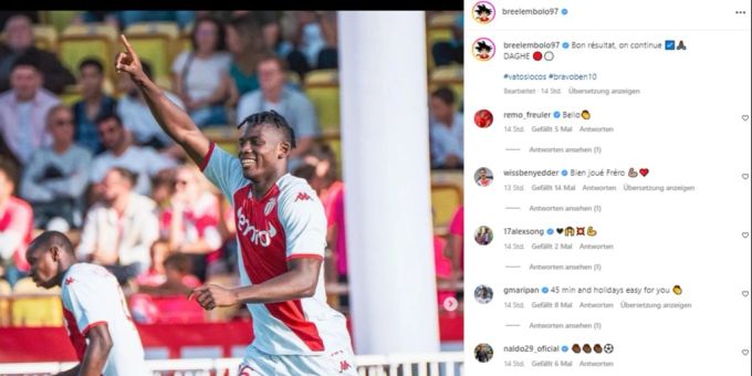 Breel Embolo freut sich auch auf Instagram über seinen Treffer. Breel Embolo