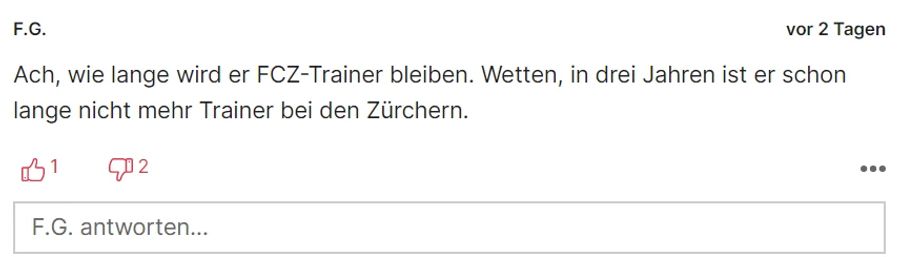 Dieser Leser sieht für den Dänen keine lange Zukunft beim FCZ.