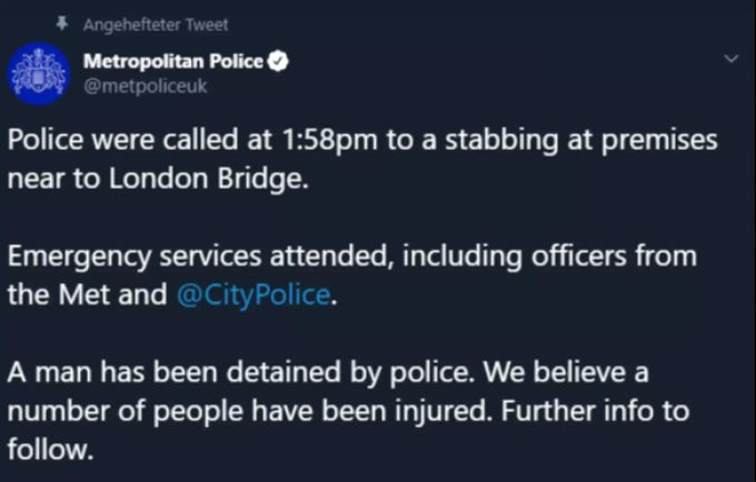 Die Londoner Polizei berichtet von mehreren Verletzten. London Bridge