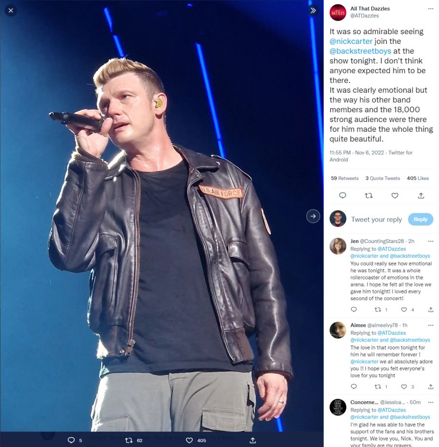 Nick Carter stand am Sonntag mit den Backstreet Boys auf der Bühne.