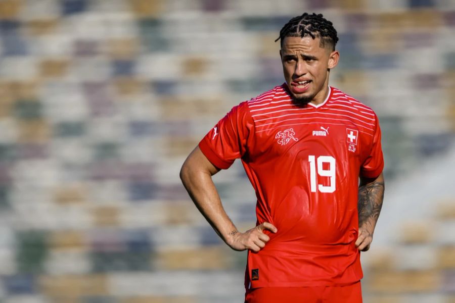 Nati-Spieler Noah Okafor bei einem Testspiel vor der WM 2022 im neuen Libli.