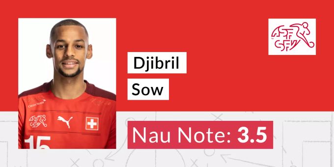 Die Nau.ch-Note für Djibril Sow nach dem Spiel der Schweizer Nati gegen Italien. Djibril Sow Schweizer Nati