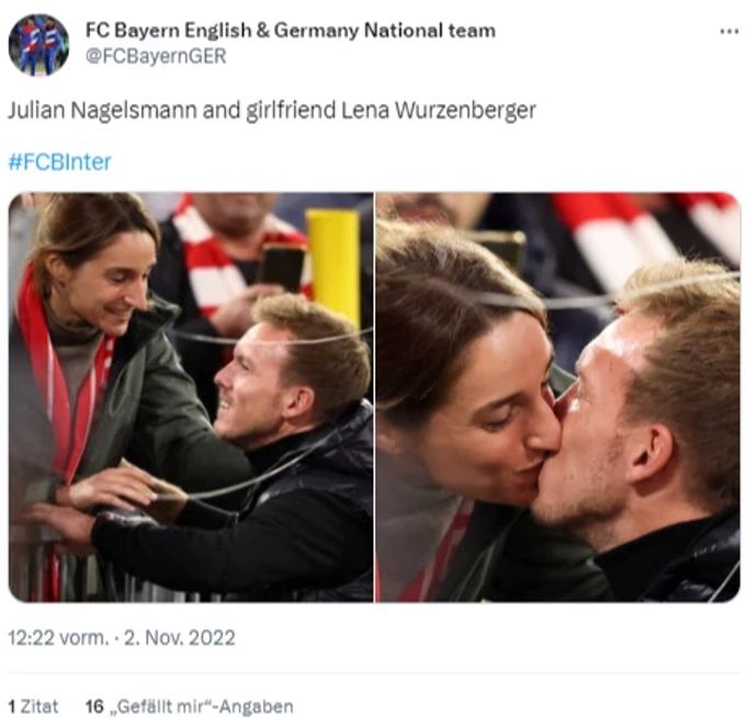 Julian Nagelsmann und seine Freundin Lena Wurzenberger. Bayern München