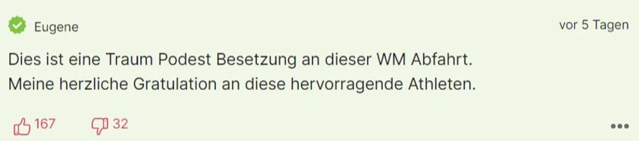 «Eugene» gratuliert auch den anderen Athleten.