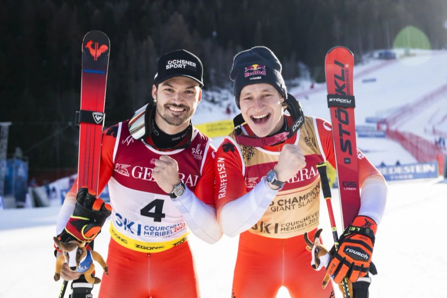 Marco Odermatt und Loïc Meillard holen den Doppelsieg im WM-Riesenslalom.