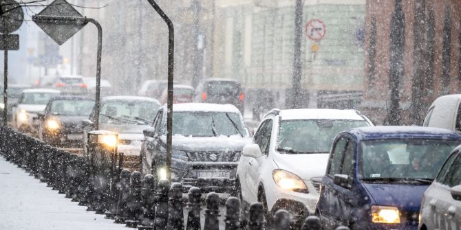 Snowfall in Bydgoszcz