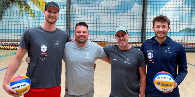 Adi Heidrich, Lukasz Fijalek, Danny Woods und Leo Dillier freuen sich aufs Trainingslager in Teneriffa. Neue Trainer für Heidrich Dillier 2023