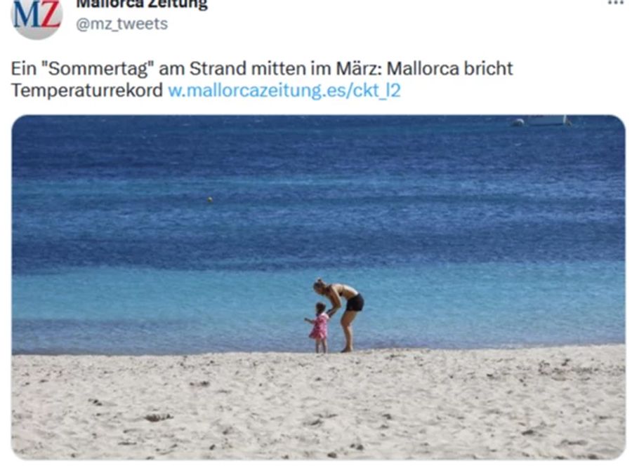 Auf Mallorca stieg das Thermometer bis auf 27,3 Grad.