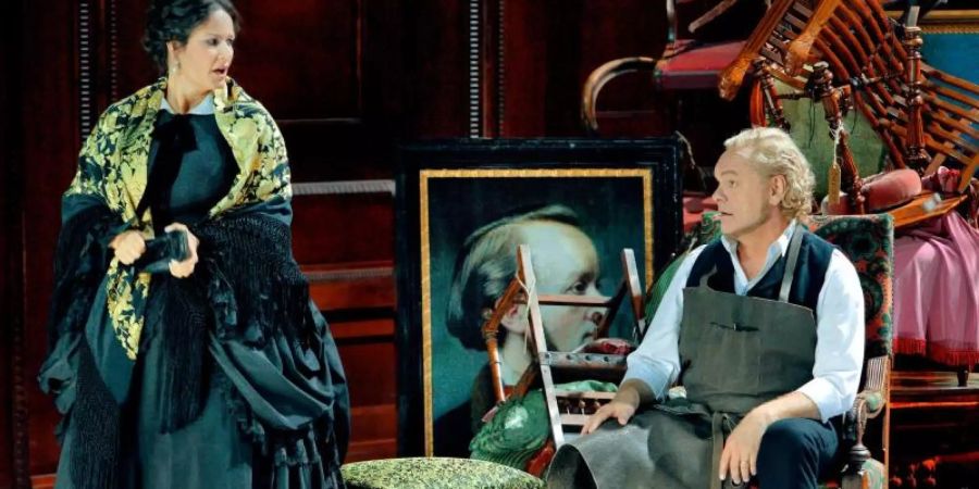 Camilla Nylund (Eva) und Michael Volle (Hans Sachs) bei den Proben. Foto: Enrico Nawrath/Festspiele Bayreuth