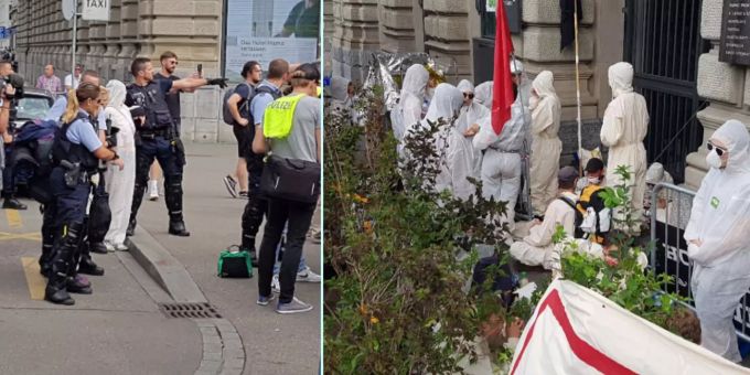Zürcher Polizei - «64 Klima-Aktivisten machten sich vor Bank strafbar»