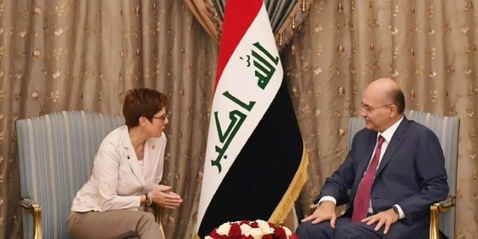 Kramp-Karrenbauer mit dem irakischen Präsidenten Saleh Kramp-Karrenbauer mit dem irakischen Präsidenten Saleh