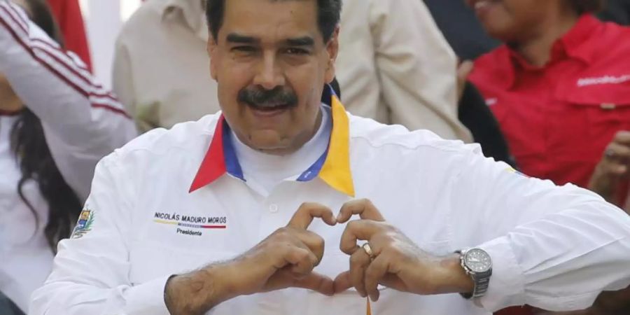 Nicolas Maduro, Präsident von Venezuela, während einer Kundgebung zum Jahrestag seiner Wiederwahl. Foto: Ariana Cubillos/AP/Archiv