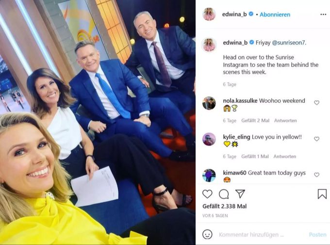 Edwina Bartholomew (l) mit ihren Co-Moderatoren der Morgenshow. meghan markle