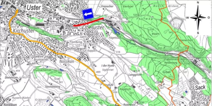 Ab Montag, 10 Mai, bis im November 2021 ist die Aathalstrasse von der Ottenhauserstrasse bis zur Knüsligasse nur einspurig in Richtung Zentrum Uster befahrbar.
