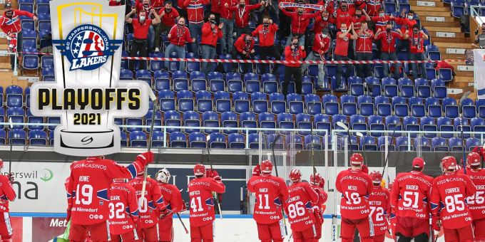 Die SC Rapperswil-Jona Lakers nach ihrem Sieg gegen HC Lugano. Lakers