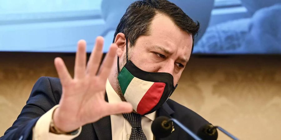 League leader Matteo Salvini press conference on the side effects of Covid-19 and lockdown on the psyche of children and young people