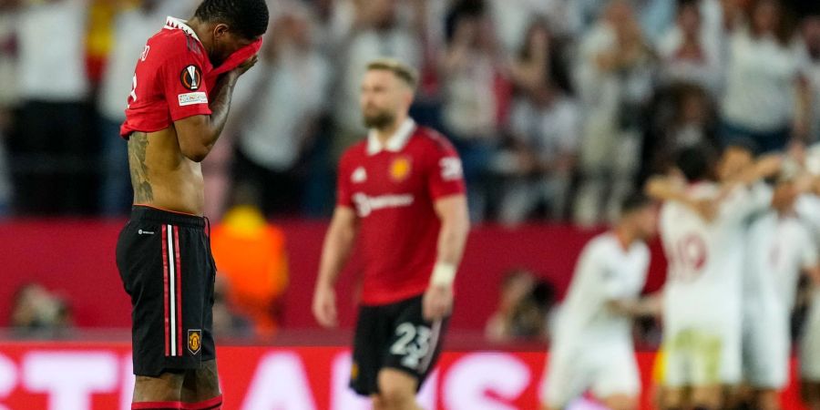 Man United um Marcus Rashford (l) kam in Sevilla unter die Räder.