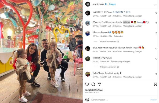 Leonita und Granit Xhaka mit den gemeinsamen Töchtern. Granit Xhaka