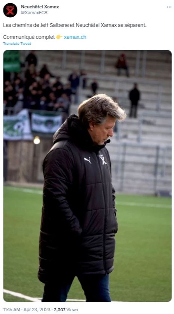 Jeff Saibene ist nicht mehr Trainer bei Neuchâtel Xamax. Jeff Saibene Xamax