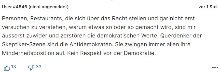 Dieser User wirft dem Wirt dagegen vor, sich über das Recht zu stellen.