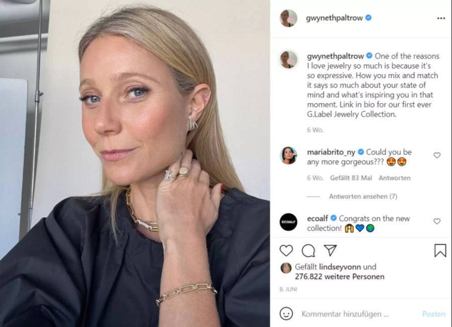 Gwyneth Paltrow steht zu ihren grauen Strähnchen.