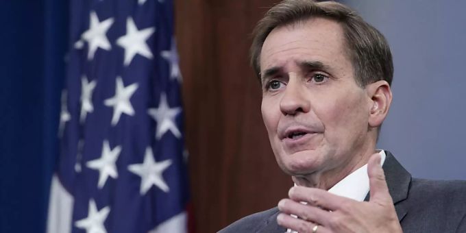 John Kirby, Sprecher des US-Verteidigungsministeriums, spricht während eines Briefings im Pentagon. Foto: Susan Walsh/AP/dpa John Kirby