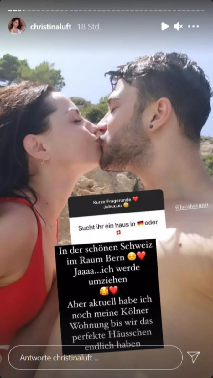 Christina Luft teilt die Nachricht auf Instagram: Sie sucht mit Schatz Luca Hänni eine Wohnung in der Schweiz. Luca Hänni