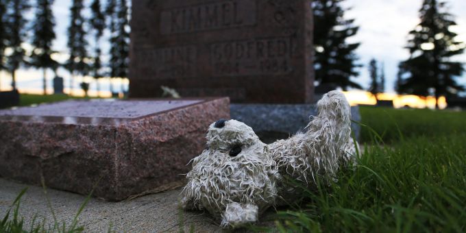 Wer das Kind verliert, verliert das Wichtigste in seinem Leben. Grab Stein Teddy Gras Friedhof