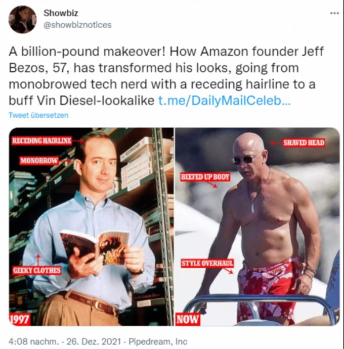 Jeff Bezos machte einen Mega-Beauty-Wandel durch. Jeff Bezos