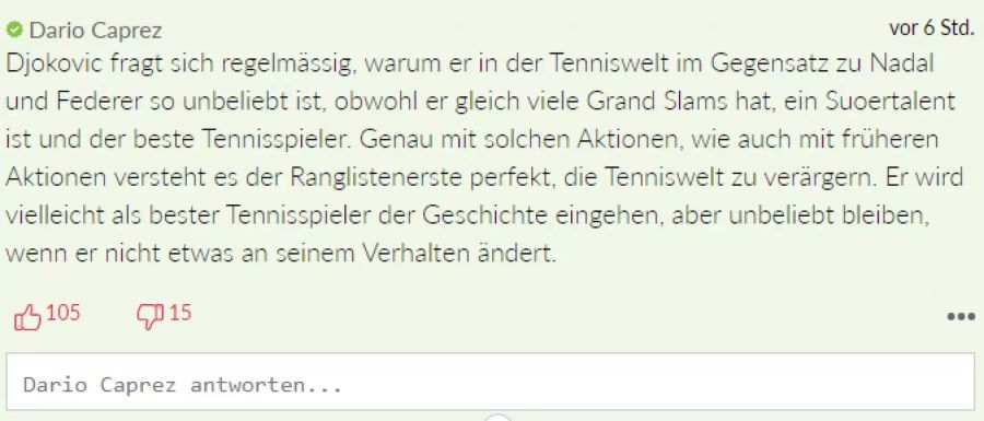 Es habe seinen Grund, warum Federer und Nadal beliebter seien.