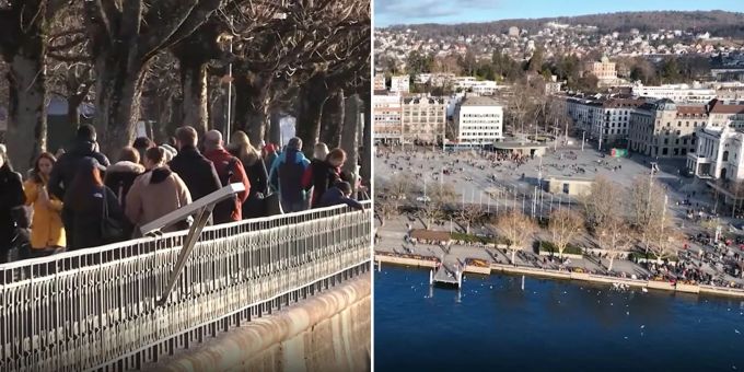 Sonniges Wetter - Zürcher strömen massenweise an die frische Luft