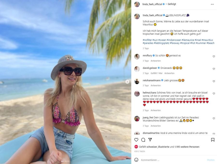 Die Ex-Miss-Schweiz macht am Strand eine gute Figur.