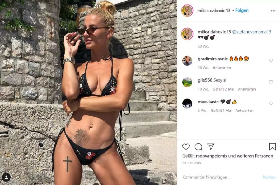 Milica Dabovic auf Instagram.