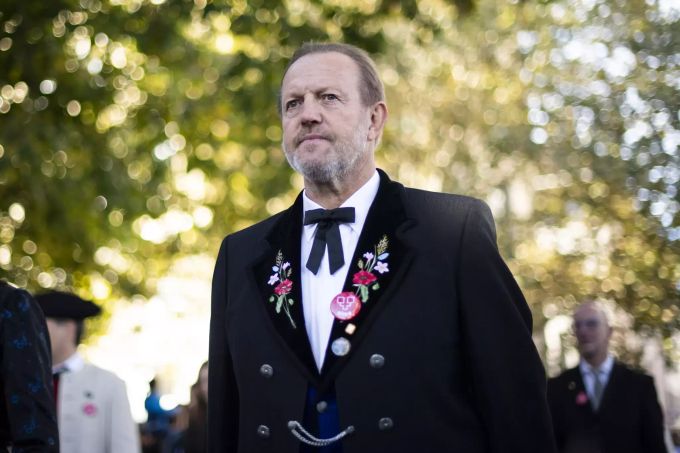 Nationalrat Albert Vitali, Präsident der IG Volkskultur Schweiz und Liechtenstein, am traditionellen Umzug an der 77. OLMA Schweizer Messe für Landwirtschaft und Ernährung, im Oktober 2019, in St. Gallen. Foto: Gian Ehrenzeller (Archivbild) UMZUG, LANDWIRTSCHAFTSAUSTELLUNG, LANDWIRTSCHAFTSMESSE, OLMA,