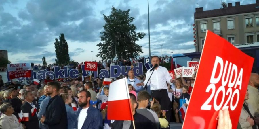 Polens Präsident Duda bei einer Wahlkampfveranstaltung am Dienstag