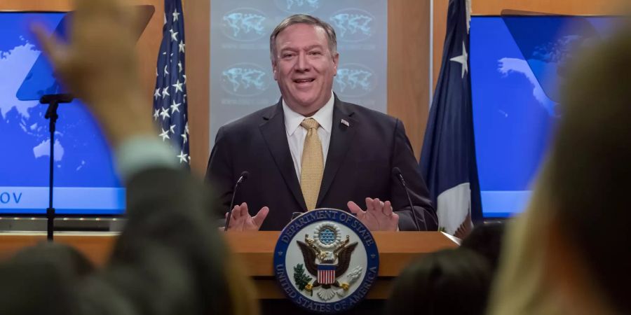 US Secretary of State Mike Pompeo speaks at the State Department