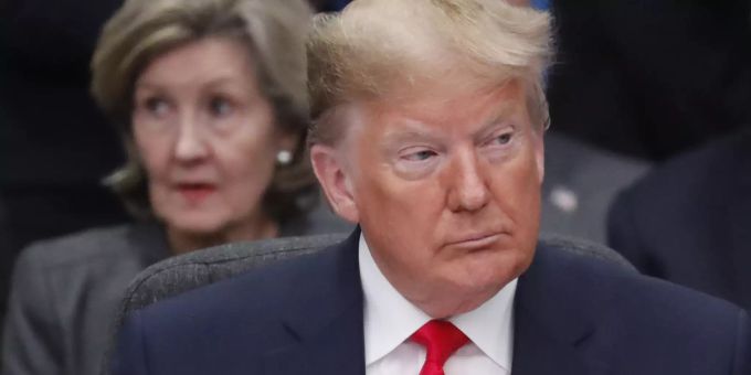 US-Präsident Donald Trump am Nato-Treffen. Britain NATO Donald Trump