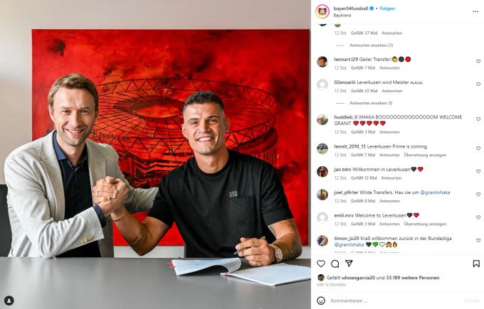 In Leverkusen hat Granit Xhaka langfristig unterschrieben. Granit Xhaka