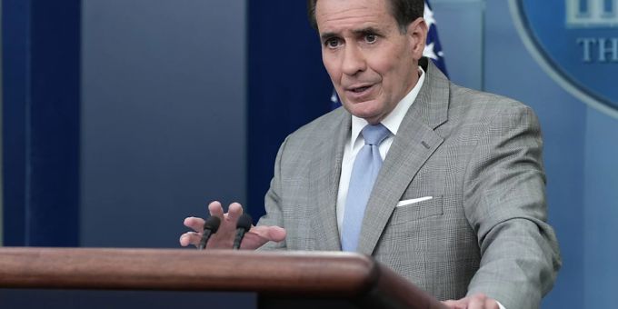 John Kirby, Sprecher des Nationalen Sicherheitsrates. (Archivbild) John Kirby, Sprecher des Nationalen Sicherheitsrates, spricht während des täglichen Briefings im Weissen Haus. Foto: Susan Walsh/AP/dpa