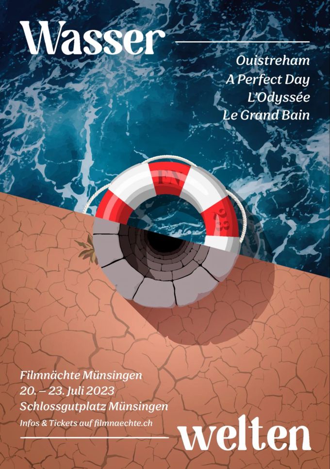 Plakat der Filmnächte Münsingen vom 20. bis 23. Juli 2023. Plakat Filmnächte Münsingen