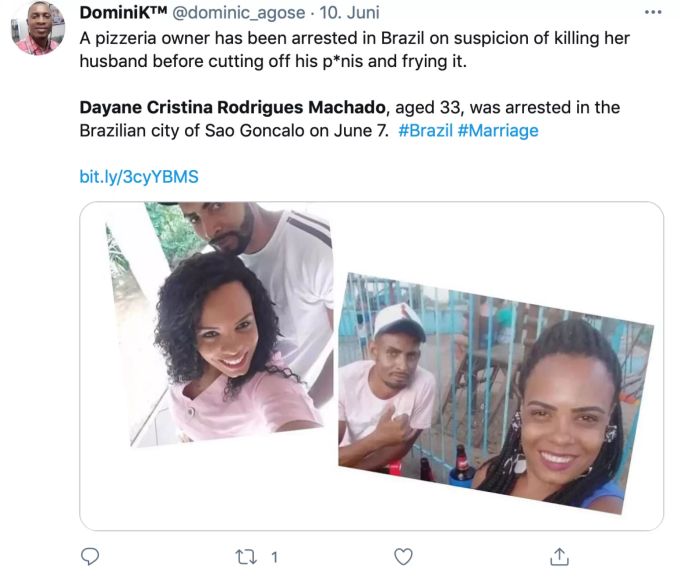 Dayane M. mit ihrem Ehemann Andre. Dayane Cristina Rodrigues Machado