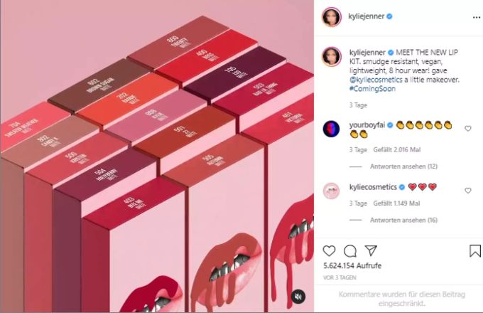 Kylie Jenner kündigt den Relaunch ihrer Lippen-Kits auf Instagram an. Kylie Jenner