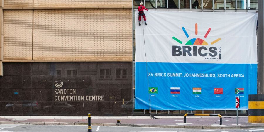 Das Sandton Convention Center in Johannesburg, Südafrika. Der 15. BRICS-Gipfel wird vom 22. bis 24. August dort stattfinden.