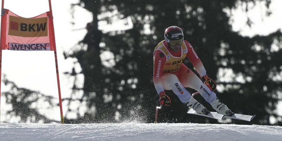 Beat Feuz im Einsatz beim Super-G von Wengen.