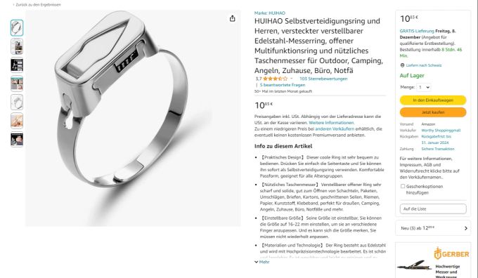 Ring Mit Messer