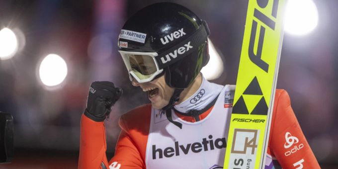 Gregor Deschwanden freut sich über sein bisher bestes Ergebnis in Engelberg. Gregor Deschwanden