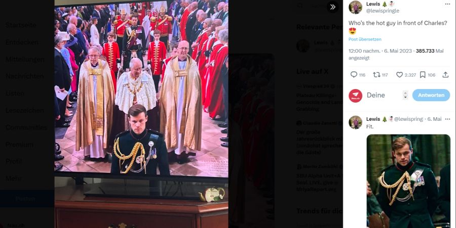 Wer ist das denn? Fragten sich die Royal-Fans, als sie bei der Krönung von King Charles Ollie Plunket erblickten.